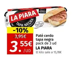 Maskom Supermercados LA PIARA Paté cerdo tapa negra oferta