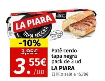 Maskom Supermercados LA PIARA Paté cerdo tapa negra oferta
