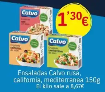Maskom Supermercados Ensaladas Calvo rusa, california, mediterranea oferta