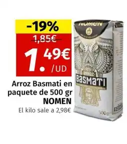 Maskom Supermercados NOMEN Arroz Basmati en paquete oferta