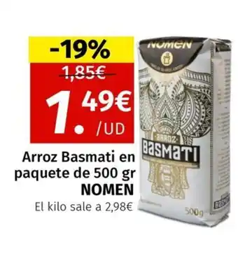 Maskom Supermercados NOMEN Arroz Basmati en paquete oferta