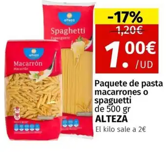 Maskom Supermercados ALTEZA Paquete de pasta macarrones o spaguetti oferta