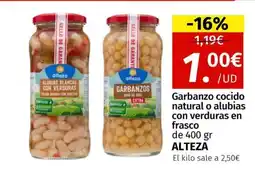Maskom Supermercados ALTEZA Garbanzo cocido natural o alubias con verduras en frasco oferta