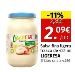Maskom Supermercados LIGERESA Salsa fina ligera oferta
