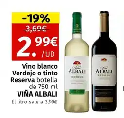 Maskom Supermercados VIÑA ALBALI Vino blanco Verdejo o tinto Reserva botella oferta