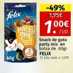 Maskom Supermercados FELIX Snack de gato party mix en oferta