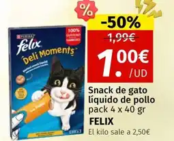 Maskom Supermercados FELIX Snack de gato liquido de pollo oferta