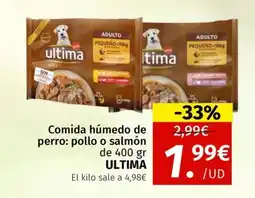 Maskom Supermercados ULTIMA Comida húmedo de perro: pollo o salmón oferta