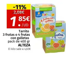 Maskom Supermercados ALTEZA Tarrito 3 frutas p 4 frutas con galletas oferta