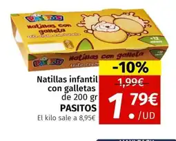 Maskom Supermercados PASITOS Natillas infantil con galleta oferta