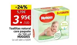 Maskom Supermercados HUGGIES Toallitas natural care paquete oferta