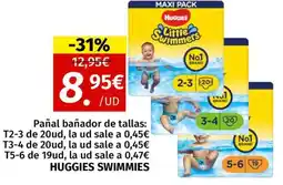 Maskom Supermercados HUGGIES SWIMMIES Panal banador de tallas oferta