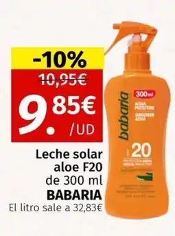 Maskom Supermercados BABARIA Leche solar aloe F20 oferta