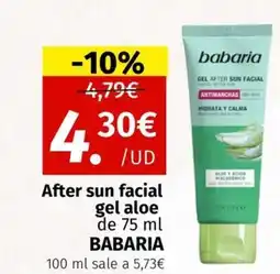 Maskom Supermercados BABARIA After sun facial gel aloe oferta