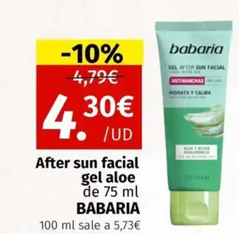 Maskom Supermercados BABARIA After sun facial gel aloe oferta