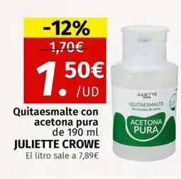 Maskom Supermercados JULIETTE CROWE Quitaesmalte con acetona pura oferta