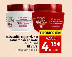 Maskom Supermercados ELVIVE Mascarilla color Vive o Total repair en bote oferta