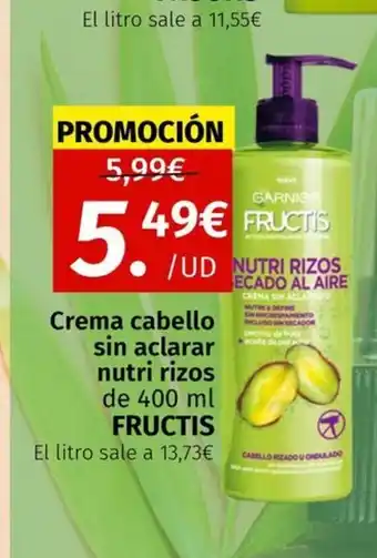 Maskom Supermercados FRUCTIS Crema cabello sin aclarar nutri rizos oferta