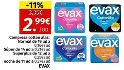 Maskom Supermercados EVAX Compresa cotton alas Normal oferta