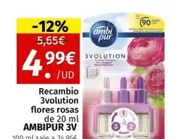 Maskom Supermercados AMBIPUR 3V Recambio 3volution flores rosas oferta