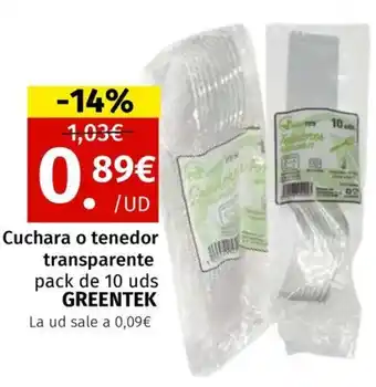 Maskom Supermercados GREENTEK Cuchara o tenedor transparente oferta