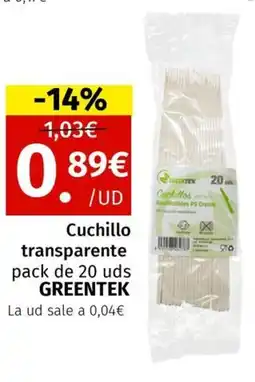 Maskom Supermercados GREENTEK Cuchillo transparente oferta