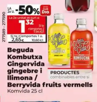 Dia Beguda Kombutxa Gingervida gingebre i Ilimona Berryvida fruits vermells oferta