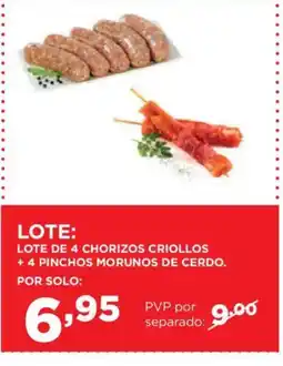 Alimerka Lote de 4 chorizos criollos + 4 pinchos morunos de cerdo. oferta