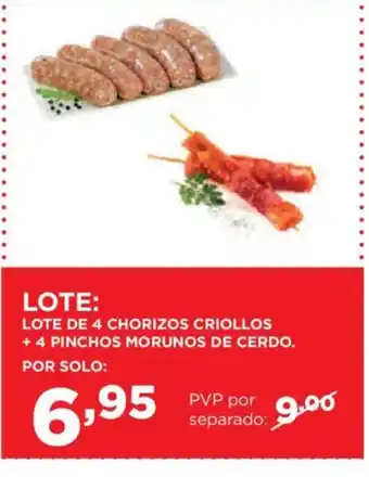 Alimerka Lote de 4 chorizos criollos + 4 pinchos morunos de cerdo. oferta