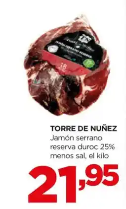 Alimerka TORRE DE NUÑEZ Jamón serrano reserva duroc 25% menos sal oferta