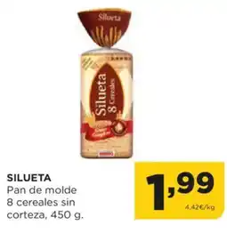 Alimerka SILUETA Pan de molde 8 cereales sin corteza oferta
