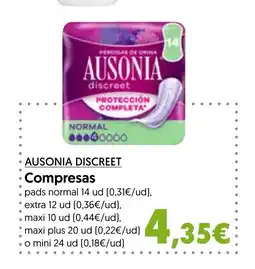 Hiper Usera AUSONIA DISCREET Compresas oferta