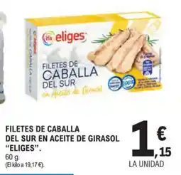 E.Leclerc ELIGES Filetes de caballa del surm en aceite de girasol oferta