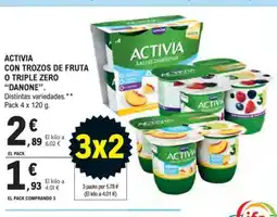 E.Leclerc DANONE Activia con trozos de fruta o triple zero oferta