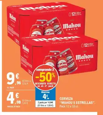 E.Leclerc MAHOU 5 ESTRELLAS Cerveza oferta