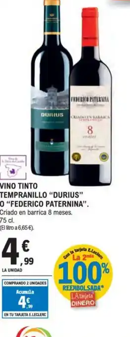 E.Leclerc DURIUS O FEDERICO PATERNINA Vino tinto tempranillo oferta