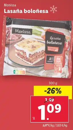 Lidl MONISSA Lasaña boloñesa oferta