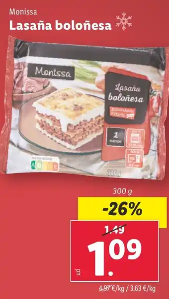 Lidl MONISSA Lasaña boloñesa oferta