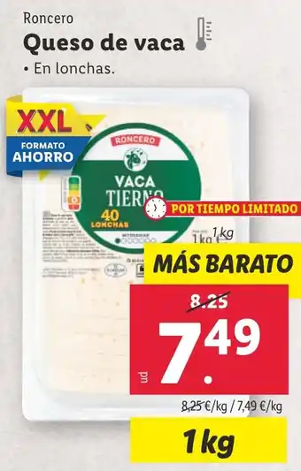 Lidl RONCERO Queso de vaca oferta