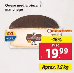 Lidl Queso media pieza manchego oferta