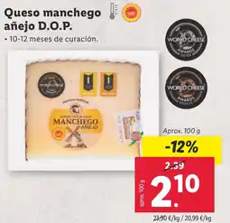 Lidl Queso manchego añejo D.O.P. oferta