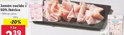Lidl Jamón cocido 50% ibérico oferta