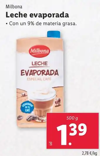 Lidl MILBONA Leche evaporada oferta