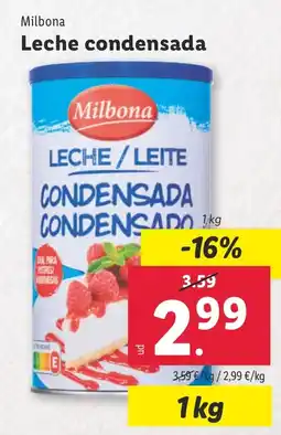 Lidl MILBONA Leche condensada oferta