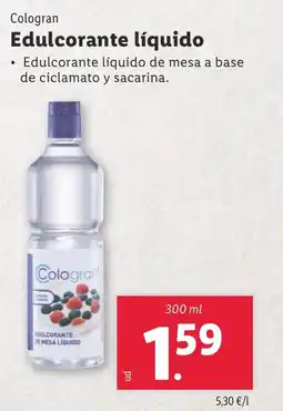 Lidl COLOGRAN Edulcorante líquido oferta