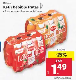 Lidl MILBONA Kéfir bebible frutas oferta