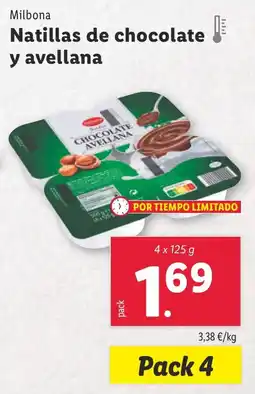 Lidl MILBONA Natillas de chocolate y avellana oferta