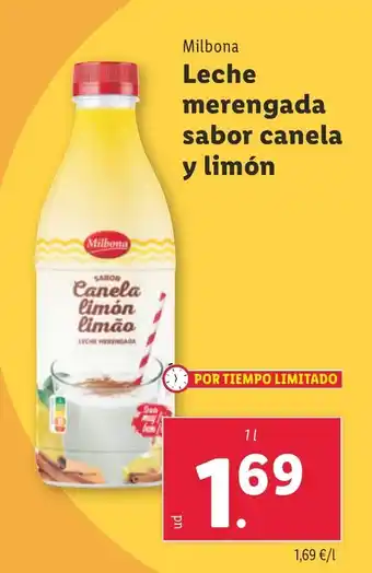 Lidl MILBONA Leche merengada sabor canela y limón oferta
