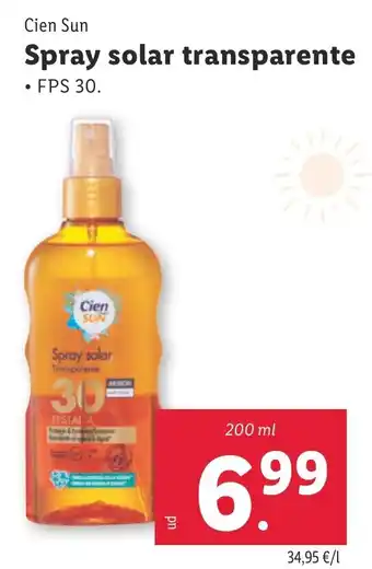 Lidl CIEN SUN Spray solar transparente oferta