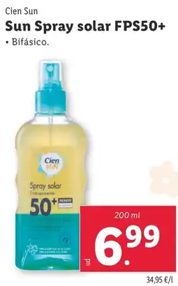 Lidl CIEN SUN Sun Spray solar FPS50+ oferta